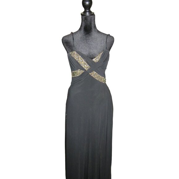 David Meister Black Beaded Embellished Sleeveless Cocktail Dress size 4 - Picture 1 of 11